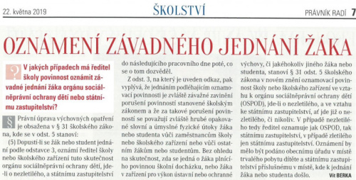 Postup při&nbsp;závadném chování žáků
